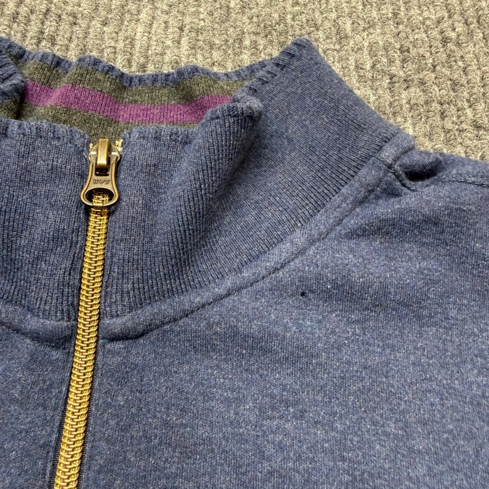 Robert Graham Blue Quarter Zip Pullover Sweater Medium Cotton Luxury Casual - Picture 8 of 12